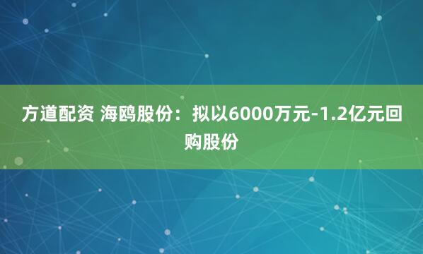 方道配资 海鸥股份：拟以6000万元-1.2亿元回购股份